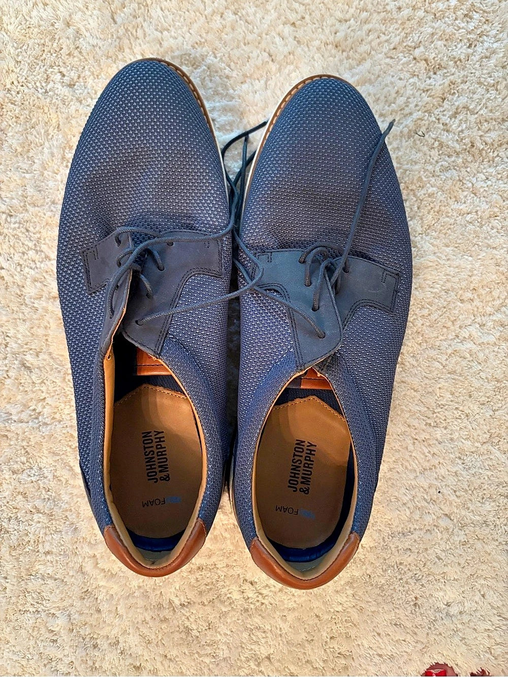 Johnston & Murphy Upton Knit Plain Toe Oxford Blue & Brown US 12M